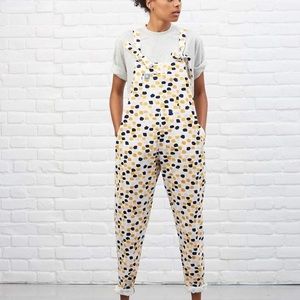 Lucy & Yak x Katie E Limited Edition Dungarees Overalls Pink Yellow Navy White